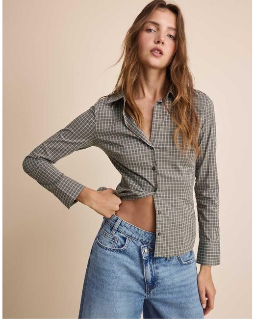 Stradivarius Basic Slim-Fit Overhemd in het Blue