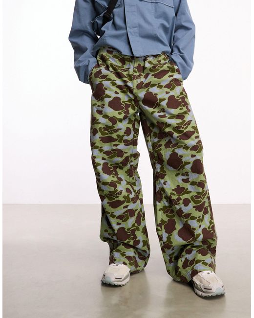 Pantalon baggy à motif camouflage délavé Collusion pour homme en coloris Blue