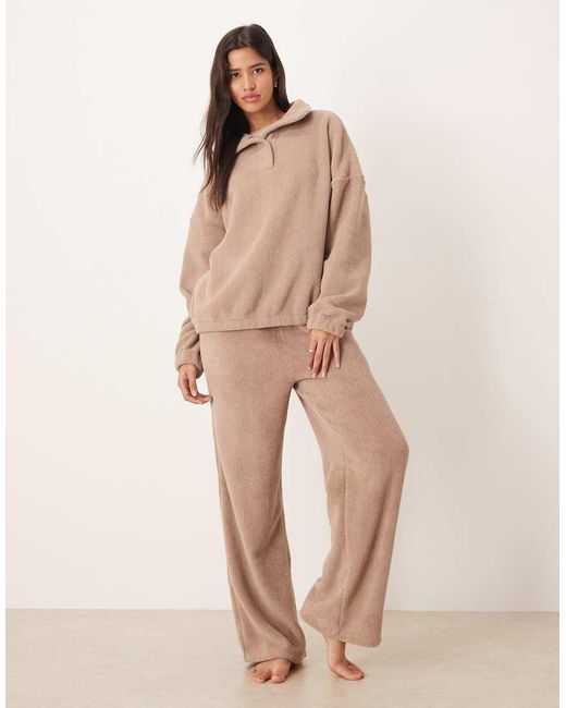 ASOS Brown Lounge Microfleece Oversized Collar Sweatshirt