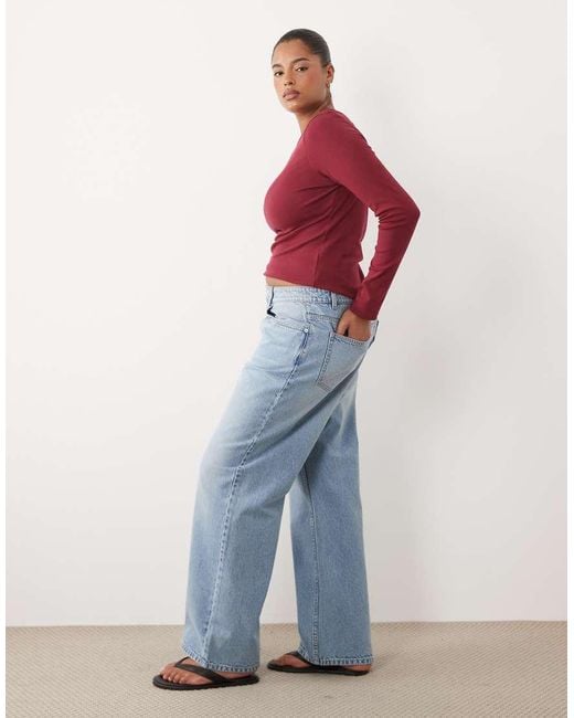 ASOS Red Asos Design Curve Straight Wide Leg Jeans