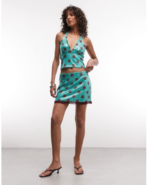 Reclaimed Vintage Blue Cropped Halter Top