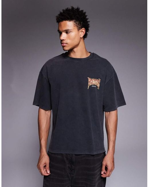 Faded Store Gray Letter Back Print Cropped Tee for men