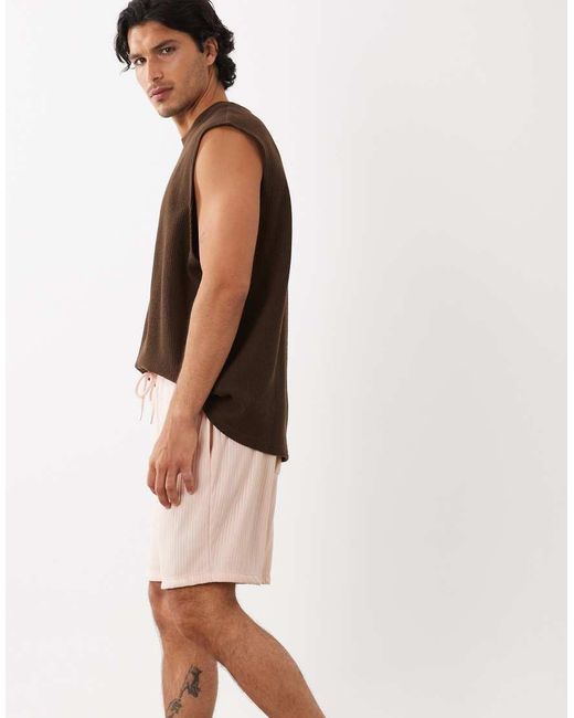 ASOS Natural Oversized Ribbed Short for men