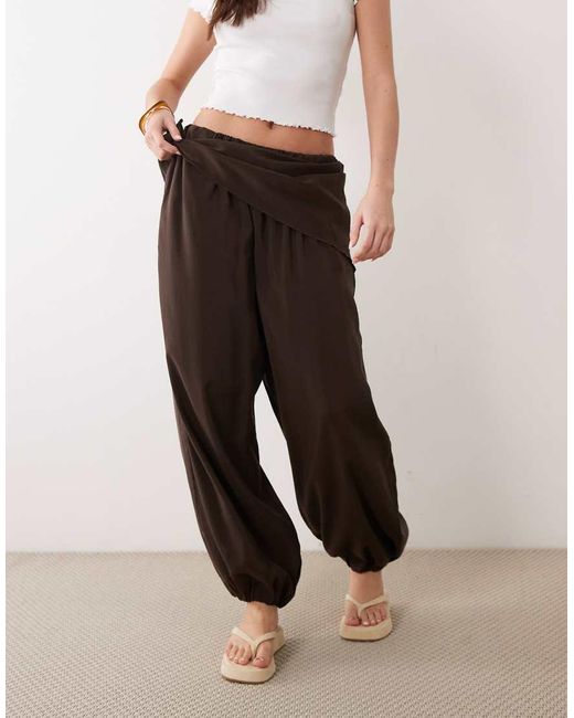 ASOS Natural Modal Look Tie Waist Balloon Trouser