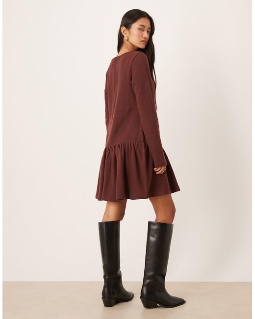 ASOS Natural Supersoft Dropped Corset Waist Detail Mini Dress