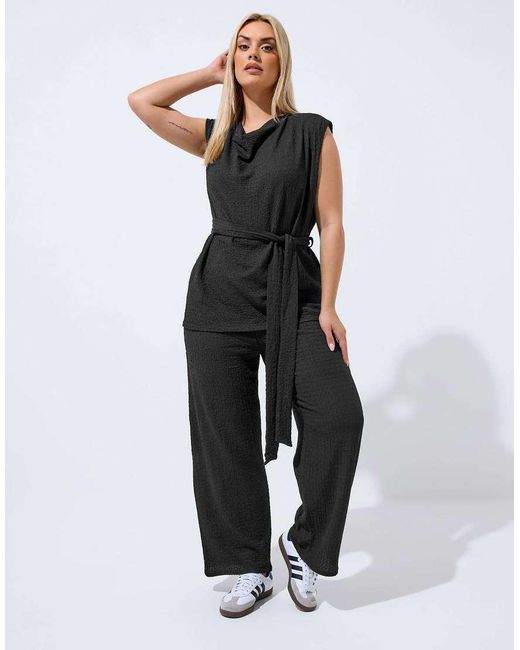 Yours Clothing Black Textured Sleeveless Top