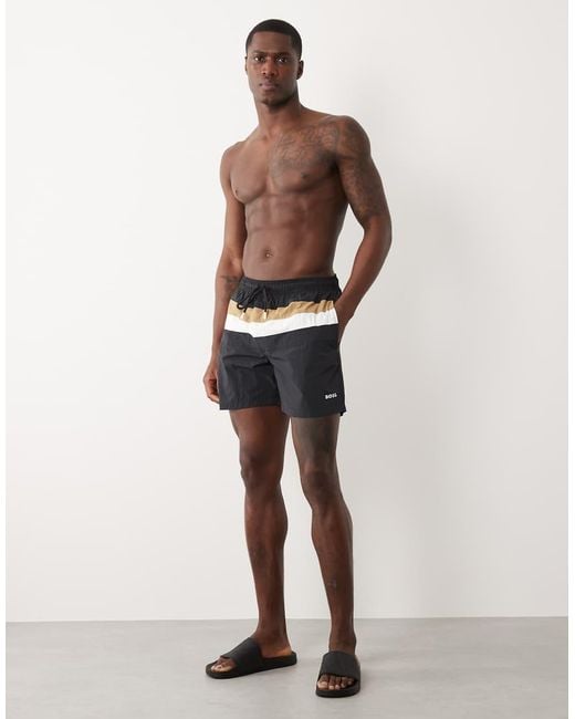 Boss Natural Boss Louis Stripe Swim Shorts for men