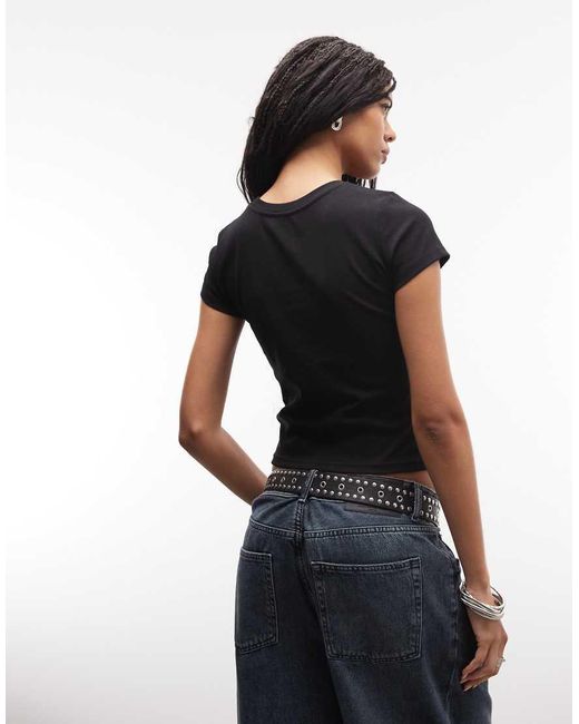 I.AM.GIA Black Odezia 'Financial Advisor' Diamante Graphic Cap Sleeve Fitted Tee