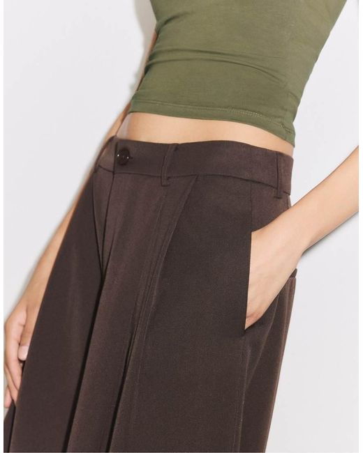 Stradivarius Brown Tall Wide Leg Smart Trousers With Darts
