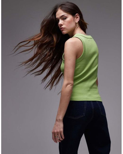 TOPSHOP Green Rib Racer Vest