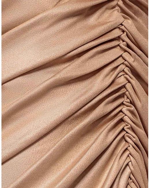 Goddiva Brown Bandeau Faux Leather Midi Dress