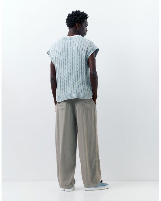Pantalon en lin mélangé - nacré Pull&Bear pour homme en coloris Gray