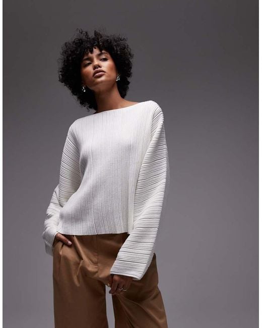 ARKET White Plisse Knitted Top With Open Tie Back