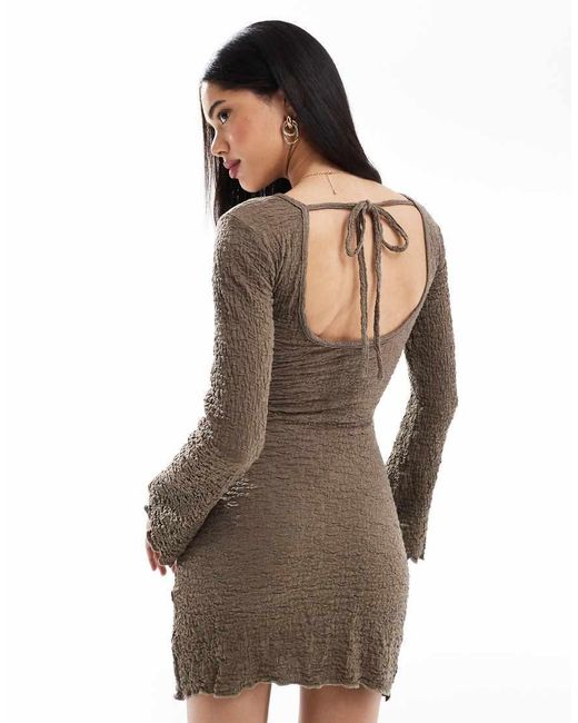 Brave Soul Natural Long Sleeve Beach Mini Dress