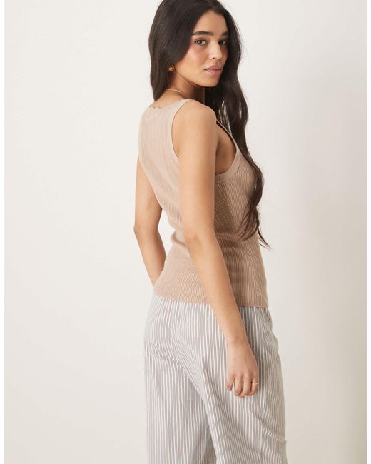 ASOS Natural – camisole-oberteil aus rippstrick