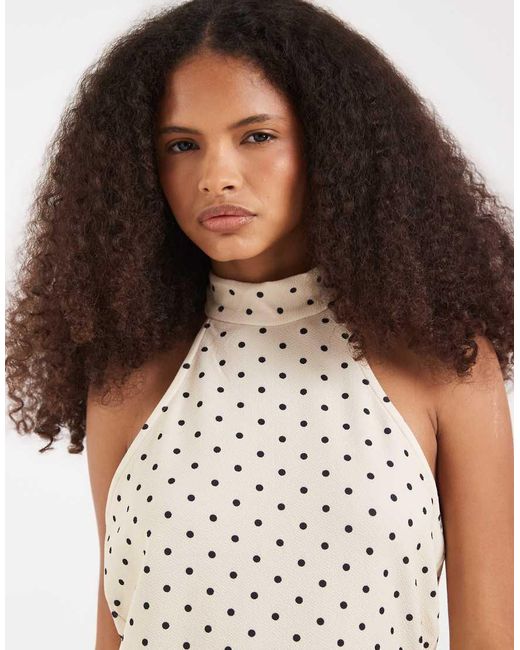 Vero Moda White Halter Neck Polka Dot Mini Dress