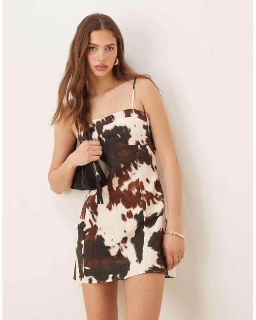ASOS Natural Cotton Linen Colour Block Cami Mini Dress