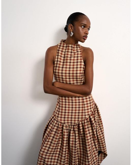 topshop open back midi dress Topshop Drape Neck Open Back Midi Dress in Pink