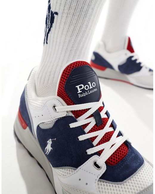 Trackster 200 - sneakers blu, bianche e rosse con logo di Polo Ralph Lauren in White da Uomo