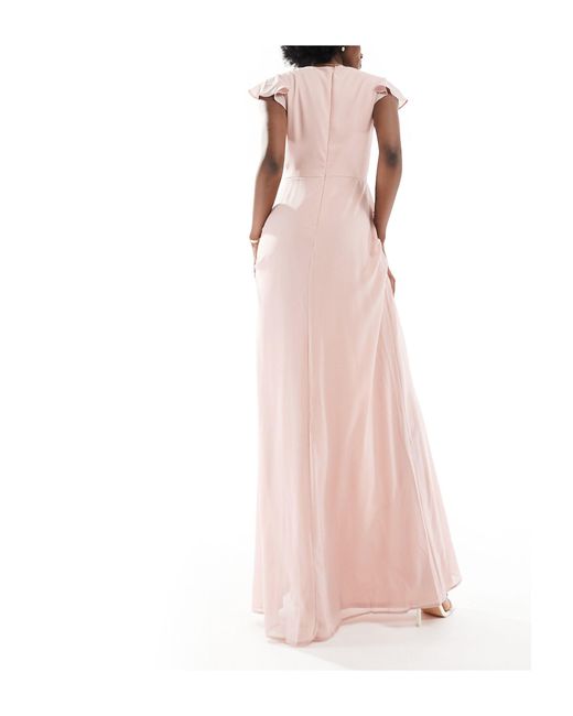 Robe longue pour demoiselle d'honneur en mousseline à volants - mauve TFNC London en coloris Pink