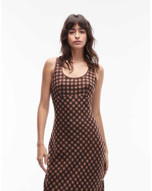 ASOS Brown Scoop Neck Slip Maxi Dress