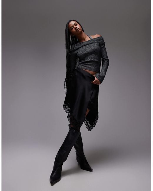 【正規品】LACE WRAP SKIRT WITH PANTS M ブラック Saint Laurent Lace Wrap Skirt in Noir | FWRD