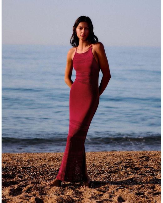 Bershka Blue Open-back Midi Dress