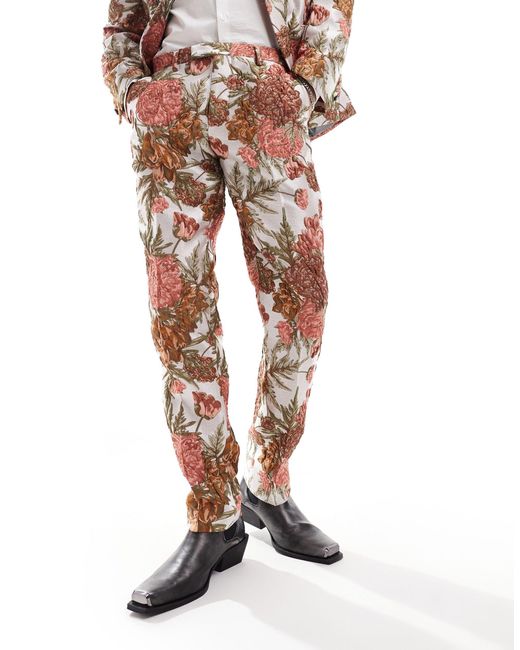 Twisted Tailor – e jacquard-hose mit plakativem blumenmuster in White für Herren