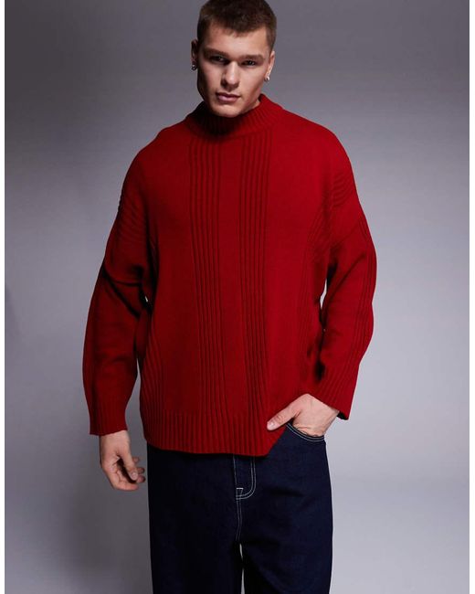 Jersey De Corte Cuadrado Ultragrande Con Cuello Redondo Y Detalles Acanalados De Punto De ASOS de hombre