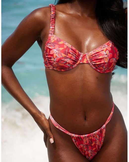 South Beach Bikinitopje Met Beugels En Tropische Bloemenprint in het Multicolor