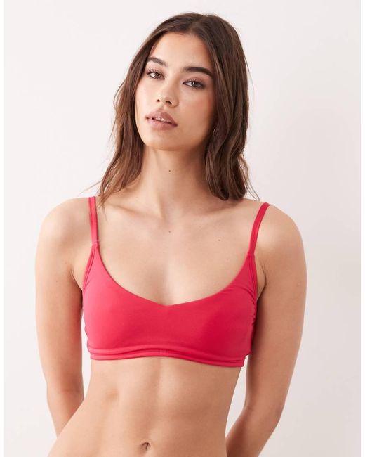 Speedo Pink Solid Triangle Bikini Top