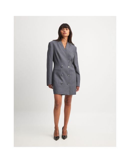NA-KD Gray – gerade geschnittenes minikleid im blazer-stil