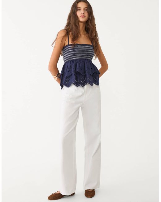 Stradivarius Blue – besticktes oberteil