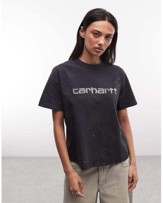 Carhartt Blue Painter Logo T-Shirt With Paint Splatter Effect