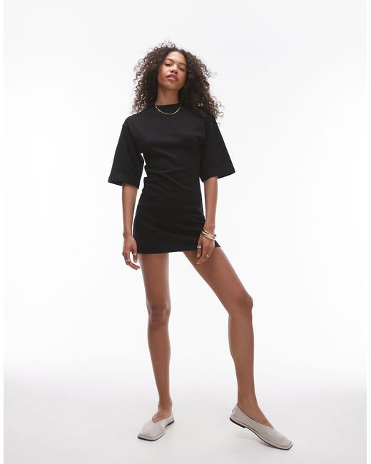 TOPSHOP Black Premium Seamed T-shirt Mini Dress