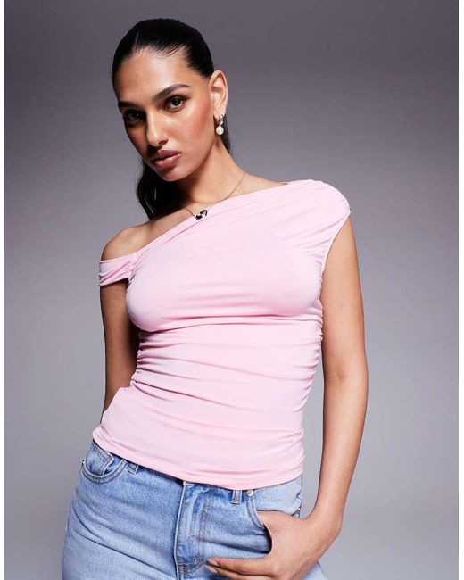 Princess Polly Gray Double Layered Slinky Off Shoulder Top