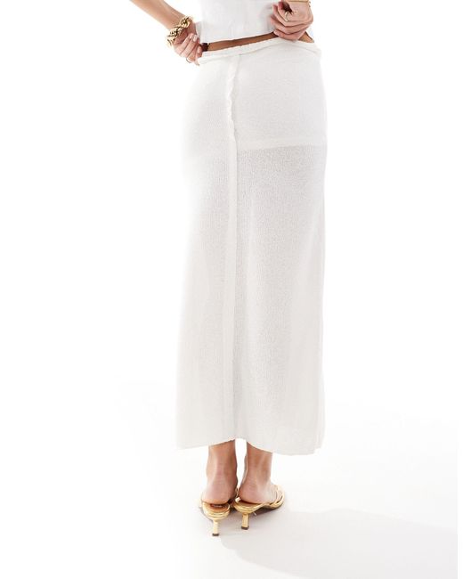 Pull&Bear White Knit Midi Skirt Co-ord