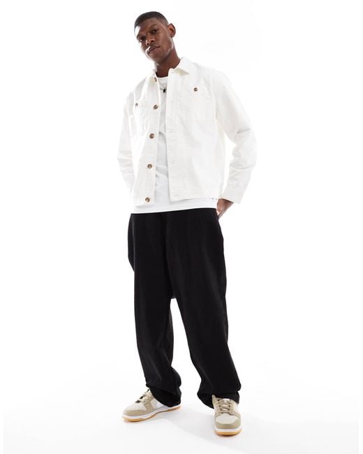 New Look – hemdjacke aus twill in White für Herren