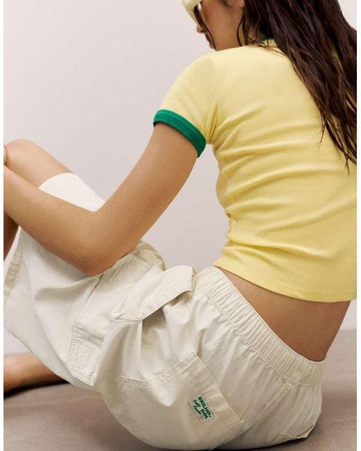 Pull&Bear Natural Cargo Bermuda Shorts
