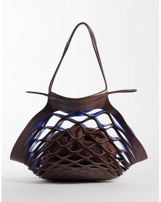 ASOS Blue Laser Cut Slouchy Tote Bag
