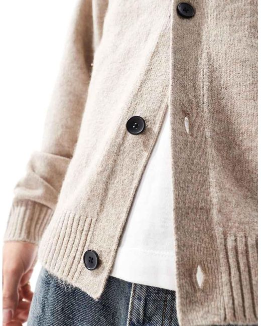 Cárdigan Beis Extragrande De Punto Mullido De -Beis Neutro Jack & Jones de hombre de color Gray