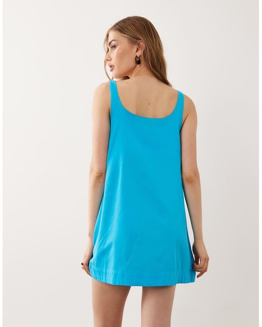 ASOS Blue Scoop Neck Shift Mini Dress