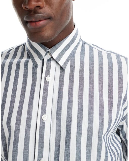 SELECTED White Oversized Linen Mix Shirt for men
