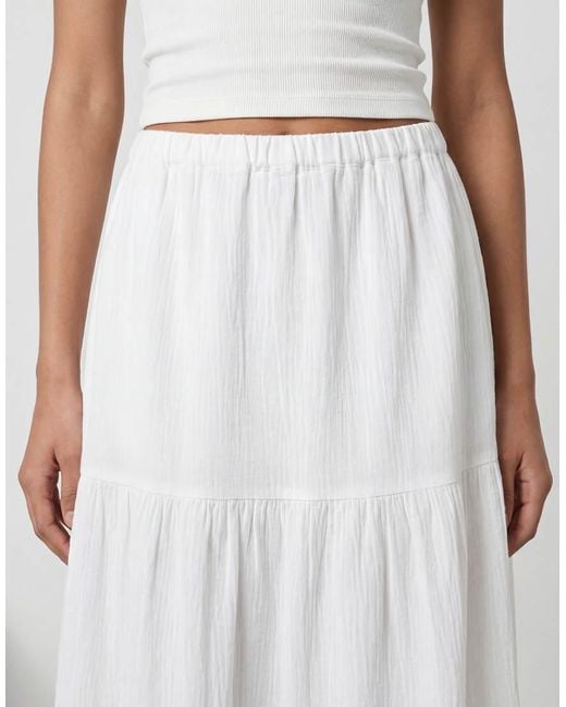 Noisy May White Boho Pleated Maxi Skirt With Side Split