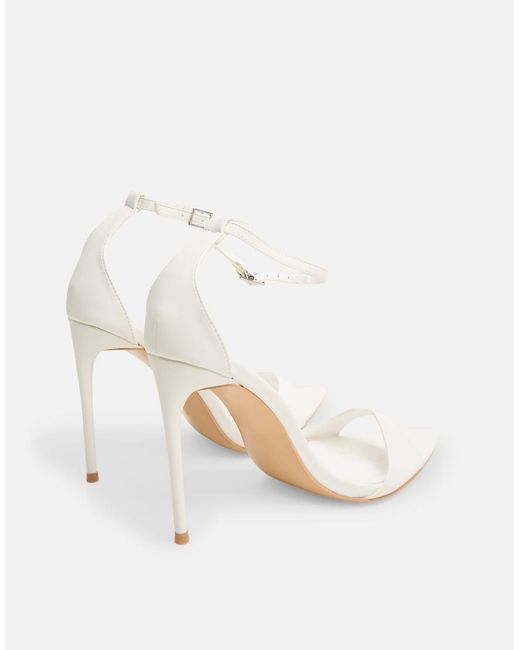 Public Desire White Kelisa Pu Pointed Toe Barely There Stiletto High Heels