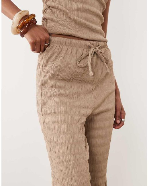 Brave Soul Natural Wide Leg Textured Jersey Pants