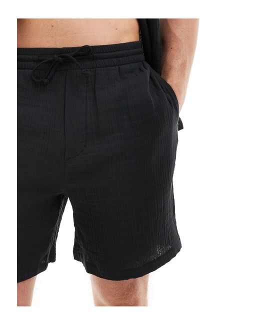 Pull&Bear – strukturierte shorts in Black für Herren