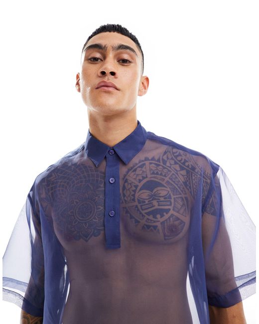 Camicia squadrata oversize di ASOS in Blue da Uomo
