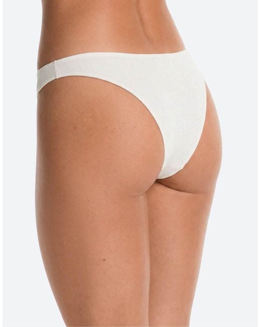 Oysho White 5 Rib Cotton Blend Brazilian Briefs
