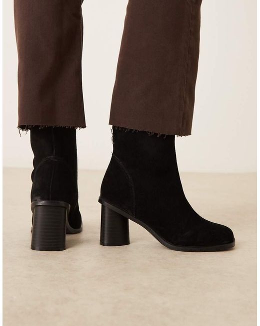 ASOS Black Rex Suede Round Toe Ankle Boots